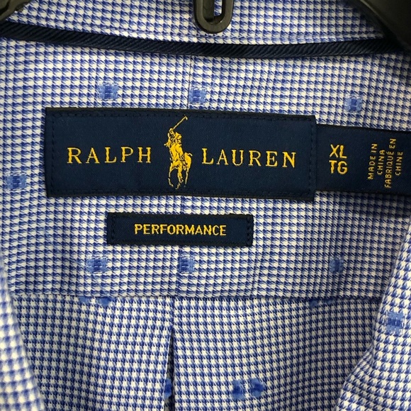 Ralph Lauren, blue print logo, stretch performance button down shirt - Picture 5 of 11